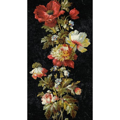 RoomMates Vintage Floral Strip Peel and Stick Wallpaper Black