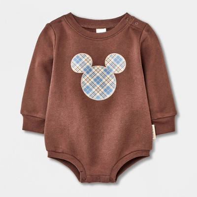 Image of Baby Boys' Disney Mickey Mouse Solid Bodysuit - Brown 18M