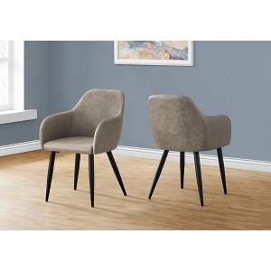 Monarch Specialties Dining Chair Set Of 2 Side Upholstered Kitchen Dining Room Fabric Metal Beige Black Contemporary Modern - 1 of 4
