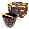 Naruto Shippuden Akatsuki Red Clouds Ramen Noodle Bowl with Reusable Bamboo Chopsticks Black - 3 of 4
