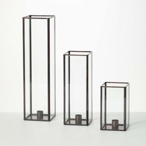 Sullivans Rectangular Glass Taper Candle Holder Set of 3, 14.5"H, 10"H & 6"H Brown - 1 of 4