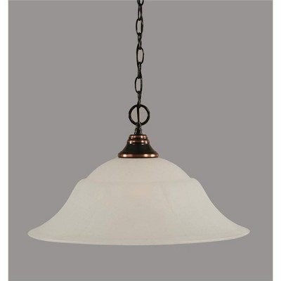 Toltec Lighting Any 1 - Light Pendant in  Black Copper with 20" White Marble Shade