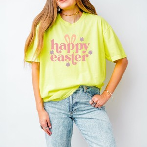 Simply Sage Market Happy Easter With Ears Garment Dyed Tee - 1 of 4