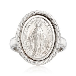 Ross-Simons Italian Sterling Silver Miraculous Medal Oval Ring - 1 of 4