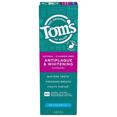 Tom's Of Maine Antiplaque And Whitening Natural Toothpaste - Peppermint ...