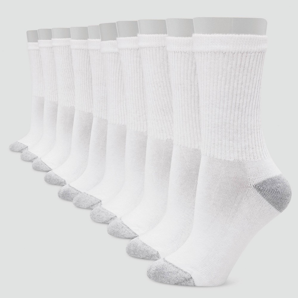 UPC 038257689914 product image for Hanes Women's Extended Size Cushioned 10pk Crew Socks - White 8-12 | upcitemdb.com