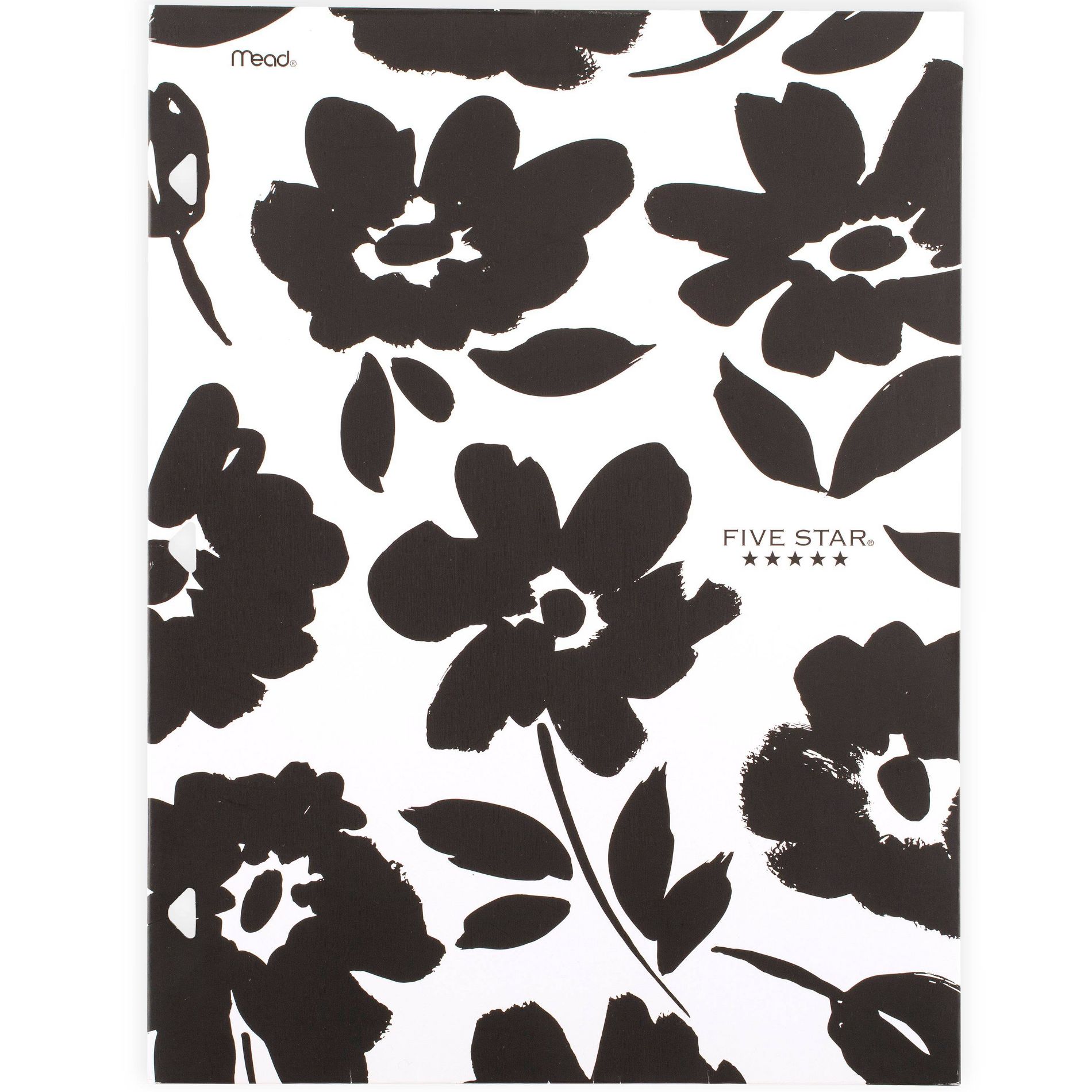 Five Star Fashion 4 Pocket Paper Folder Black and White Floral, School Supplies