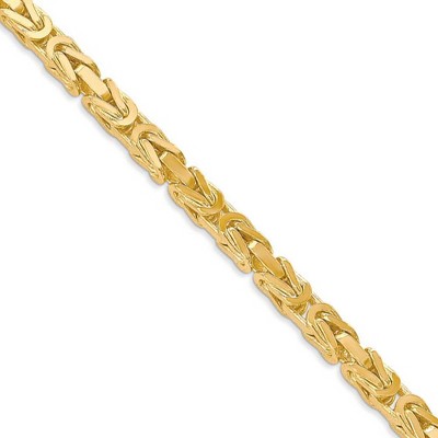 Black Bow Jewelry 4mm, 14k Yellow Gold, Solid Byzantine Chain Necklace
