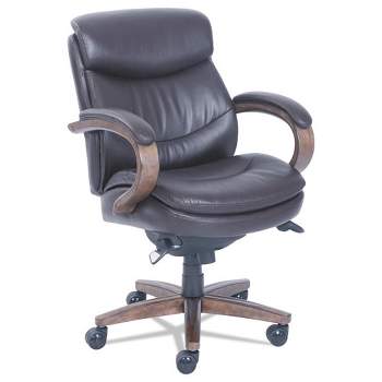 La-Z-Boy Woodbury Mid-Back Executive Chair, Supports Up to 300 lb, 18.75" to 21.75" Seat Height, Brown Seat/Back, Weathered Sand Base