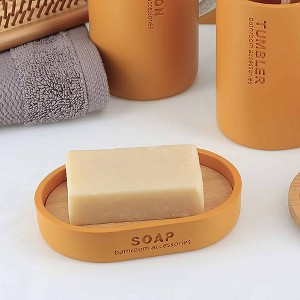 Evideco French Home Goods Chic Polyresin Soap Dish with Draining Bamboo Insert - 1 of 4
