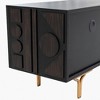 POVISON 70.87" Mid-Century Modern TV Stand, Red Oak Veneer Smoky TV Console, Wood Media Console, Metal Legs, Perfect for 65-inch TVs - 3 of 4