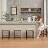 Bar Stools Set of 2, 24'' Counter Height Stools Saddle Stools with Metal Leg, Faux Leather Modern Kitchen Barstools(set of 2)-Hyleory - 3 of 4