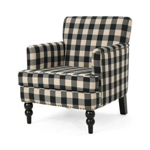 Harrison Tufted Club Chair Black Checkerboard - Christopher Knight Home