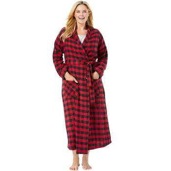 Dreams & Co. Women's Plus Size Long Flannel Robe