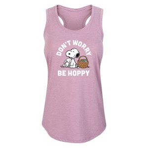 Women's - Peanuts - Don't Worry Hoppy Graphic Racerback Tank - 1 of 4