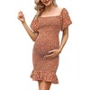 Women's Maternity Ruffle Hem Mermaid Baby Shower Dress Maternity Summer Dress - 3 of 3
