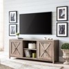 58" Modern Farmhouse Double Sliding Door Gray Oak Wood TV Stand - Henn&Hart - 2 of 4