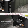 Sapphtopaz Kitchen Island with Tilt Trash Can Cabinet & Pull Out Cabinet,Rolling Cart with Wheels,Drop Leaf Spice Rack for Kitchen,Dining Room - 3 of 4