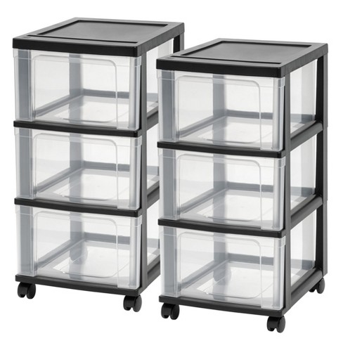 Iris 6 Drawer Storage Cart With Organizer Top Black : Target