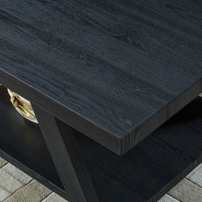 Athens Black Rectangular Wood Shelf Coffee Table