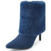 BLISSFUL STEP Women's Faux Fur Stiletto Heel Pointed Toe Ankle Boots - 2 of 4