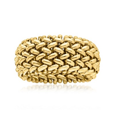 Ross-Simons Italian 14kt Yellow Gold Beaded Mesh Ring