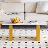 MAYEERTY Coffee Dining Table Modern Glass Golden MDF Columns Computer Game Desk Tempered - 2 of 4
