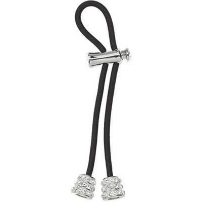 Pulleez Silver Crystal Bell Metal Charms on a Black Elastic Hair Tie, 1 each