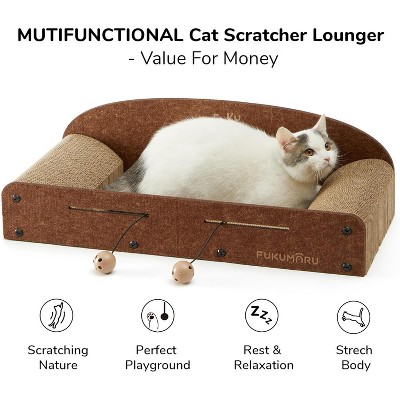 FUKUMARU 26 Inch Cat Scratcher Cardboard Lounge Bed, Durable Cat Scratcher Extra Large Lounger