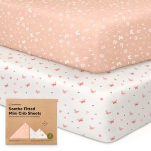 KeaBabies Mini Crib Sheets for Baby Girls, Boys, 2-Pack Soothe Pack and Play Sheets Fitted, Organic Pack N Play Mattress Sheet - 1 of 4