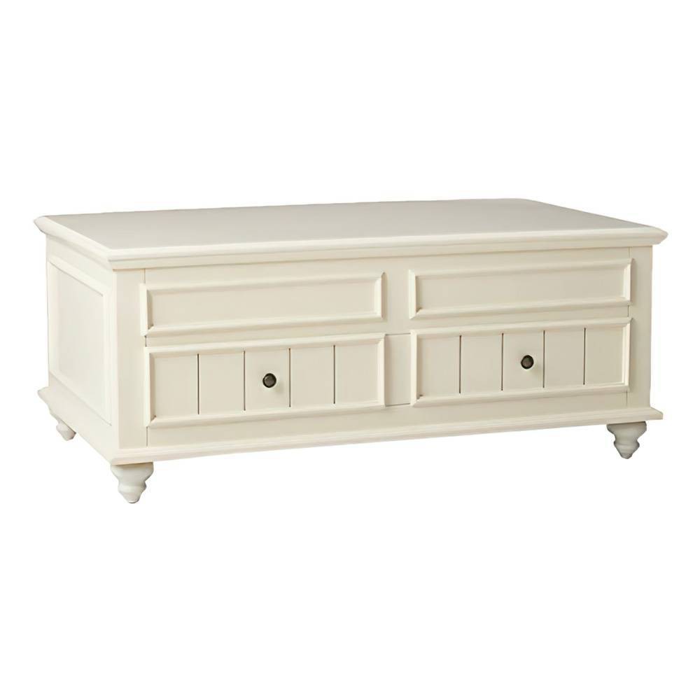 48" Natesa Coffee Table White Washed - Acme Furniture: Lift Top, 2 Drawers, Bun Foot Design