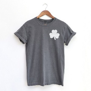 Simply Sage Market Women's Embroidered Clover St. Patrick's Day Short Sleeve Garment Dyed Tee - 1 of 3