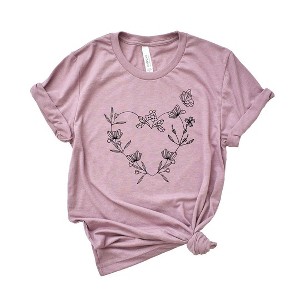 Simply Sage Market Women's Butterfly and Floral Heart Short Sleeve Graphic Tee - 1 of 4