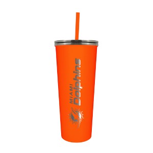 NFL Miami Dolphins 24oz Skinny Tumbler with Straw - 1 of 4