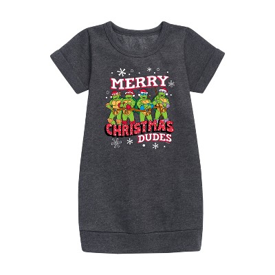- Teenage Mutant Ninja Turtles - Merry Christmas Dude Graphic Short Sleeve Fleece Dress