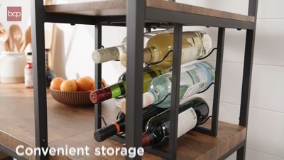 Gray Engineered Wood and Metal Bar Height Dining Set with Wine Rack