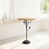 TiramisuBest Vintage Metal Round Coffee Table End Table Frost Black Accent Table Small Space Sofa Side Indoor Outdoor 15.7" Easy Assembly - 3 of 4