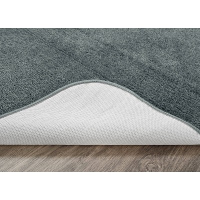 Dark Gray Nylon Washable 2-Piece Bathroom Rug Set