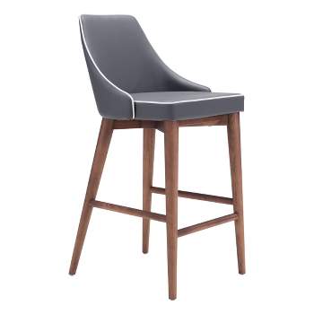 26" Wing Back Faux Leather Counter Height Barstool - Dark Gray - ZM Home