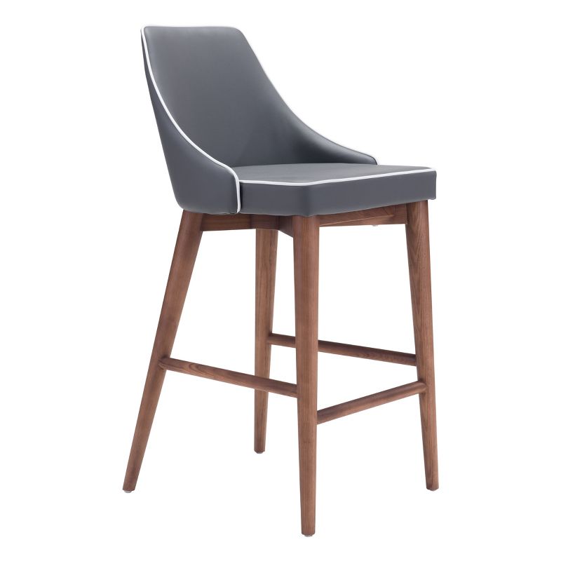 26&#34; Wing Back Faux Leather Counter Height Barstool - Dark Gray - ZM Home, 1 of 11