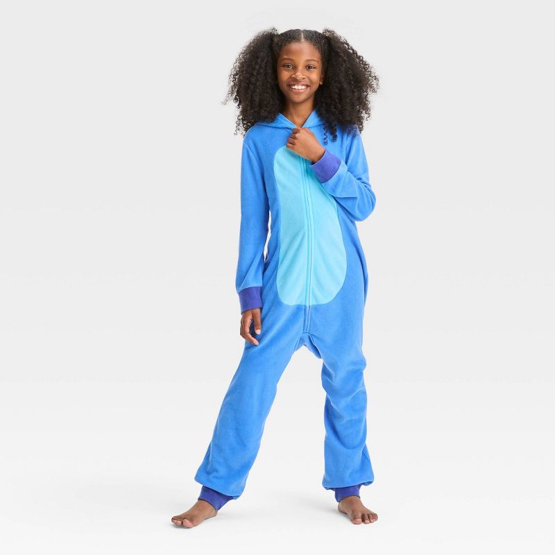 Girls' Lilo & Stitch Hooded Union Suit - Blue, 3 of 6