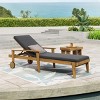 Outdoor Acacia Wood Patio Chaise Lounge Chair,Slat Armless Lounge Chair With Adjustable Seating And Cushions For Poolside Lawn-Coolbibila - 2 of 4