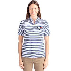 Toronto Blue Jays Cutter & Buck Virtue Eco Pique Stripe Recycled Womens Top - 1 of 1