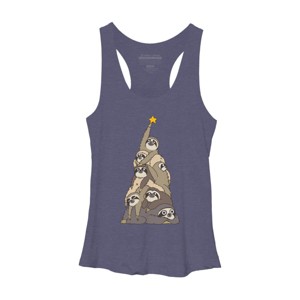 Women's Design By Humans Christmas Tree Sloths By huebucket Racerback Tank Top - 1 of 3