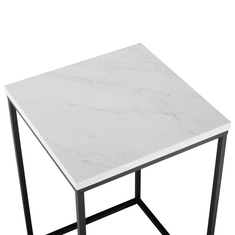 Owen Urban Open Box Frame Side Table Faux White Marble - Saracina Home, 5 of 13