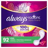 Always Radiant Daily Panty Liners - Long - Unscented - 92ct