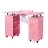 Karlhome 42.5 in. White MDF 3-Drawer Manicure Table Nail Desk with Open Side Cabinet, Doors, Electric Dust Collector - 2 of 4