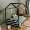 Twin/Full Size Montessori Floor Bed Frame, Metal House Shaped Low Bed with Guardrails for Toddlers - ModernLuxe - 4 of 4