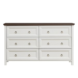FONTOI Dressers, Tall Dressers with Wood Top and 6 Drawers, Dressers Organizer for Bedroom Entryway Hallway, White, 54"*31.5"*15.8" - 1 of 4