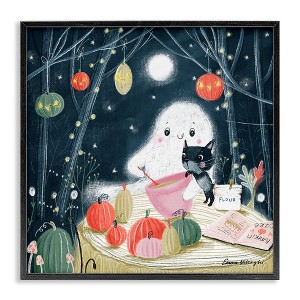 Stupell Industries Cat & Ghost Baking Pumpkin Cake Framed Giclee Art - 1 of 4